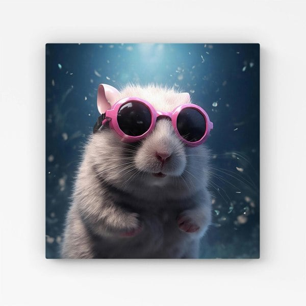 Warren Reed Splashart DoorMouse with Pink Glasses Canvas