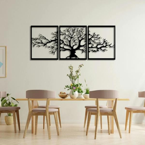 Decortie Tree of Life 3-Piece Triptych Metal Wall Art Set 48 cm