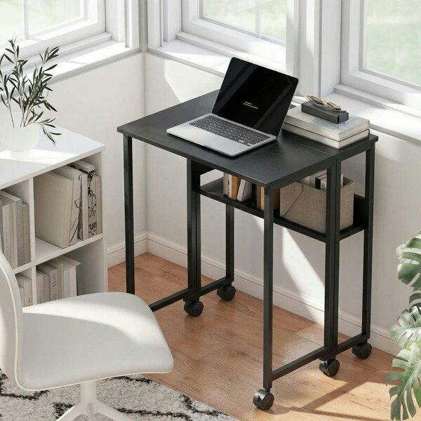 63 cm Drop Leaf Writing Work Desk - Black - Black