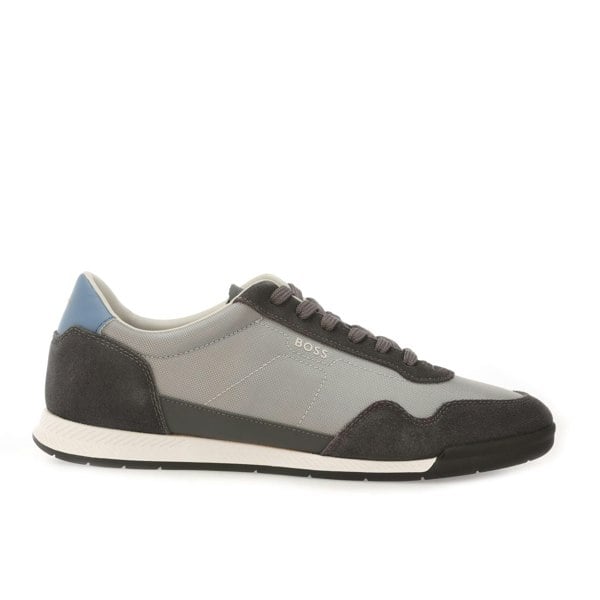 Boss Mens Titanium Leather Trainers - Grey