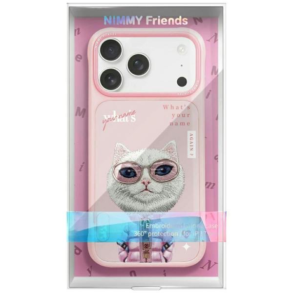 Nimmy Friends Nimmy Cool & Cute 2.0 White Rich & Beauty Cat Case with MagSafe for iPhone 17 Pro 6.3" Pink - N-KMLL-IP17-PRO-04