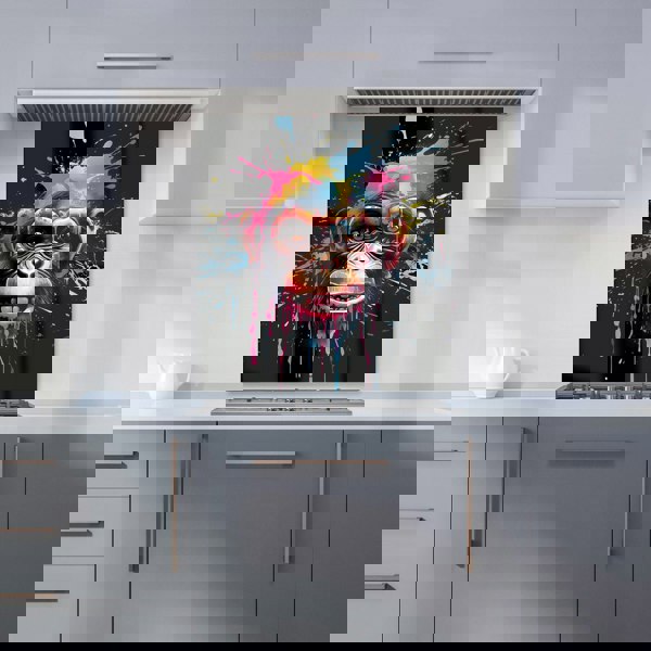 Warren Reed - Designer Multi Coloured Monkey Face Splashart Kitchen Splashback