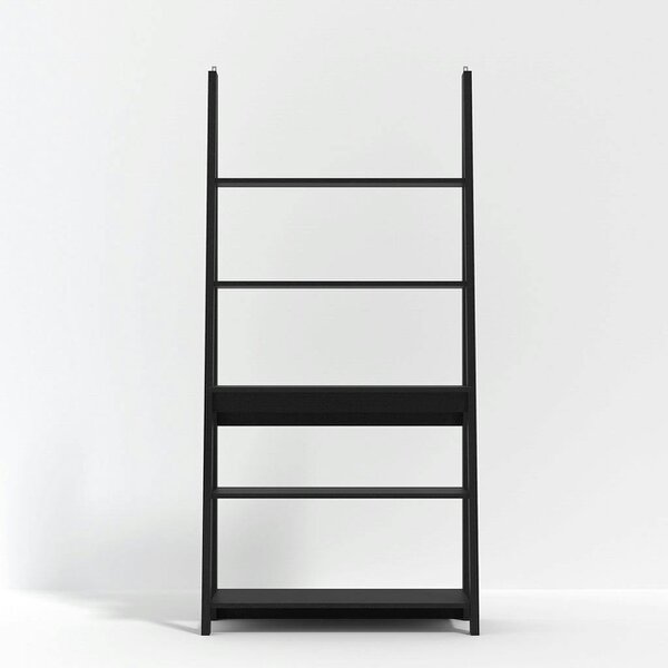 Wyld Haus Athy Black Wooden Ladder Desk 5 Shelves