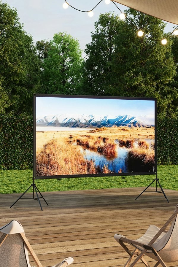 Living and Home 100" 3D 4K HD Outdoor Indoor 16:9 4K Portable Projector Screen with Stand