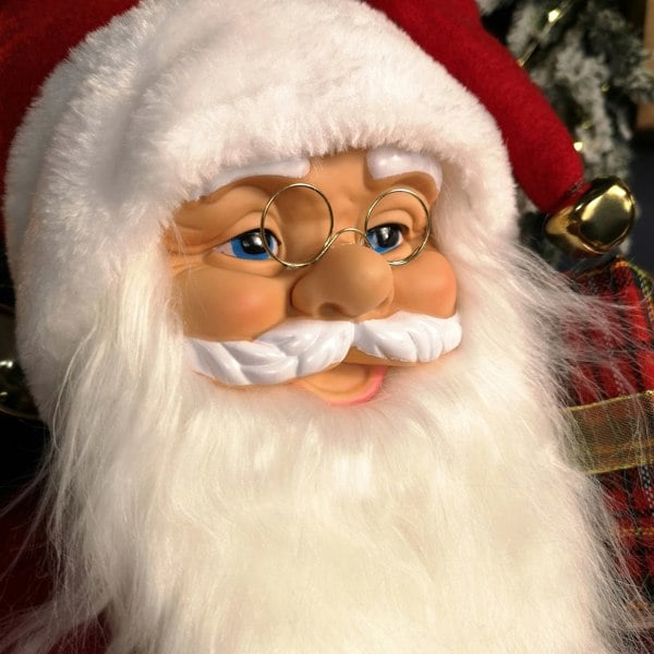 Samuel Alexander 1.1m Red Standing Santa Claus Indoor Decoration with Present and Green Sack