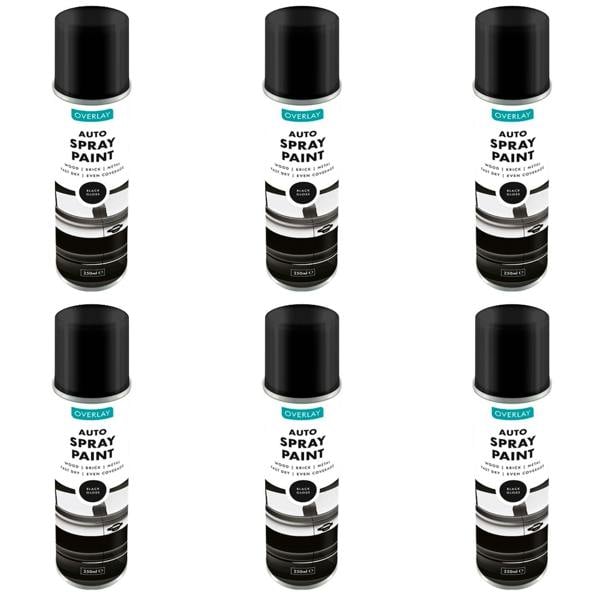 Overlay 6X Overlay Gloss Black Auto Professional Spray Paint 250ml
