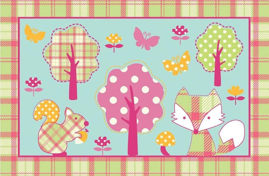 Woodland Animals Check Rug