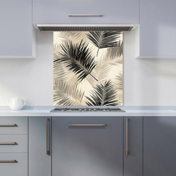 Warren Reed - Designer Black And White Tropical Palm Leaves Kitchen Splashback