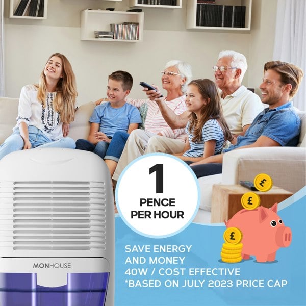 MONHOUSE 1500ml Dehumidifier - Portable and Compact Electric Moisture Absorber