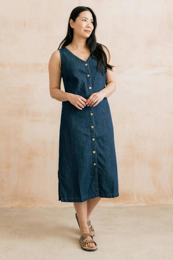 Lily & Me Erica Button Through Denim Midi Dress