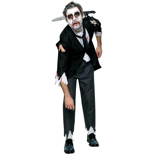 Bristol Novelty Mens Bloody Butler Costume - Black/Grey/Red - 