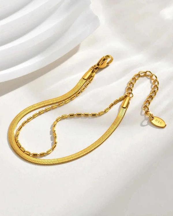 Elk & Bloom Gold Plated Duo Bead Chain Bracelet