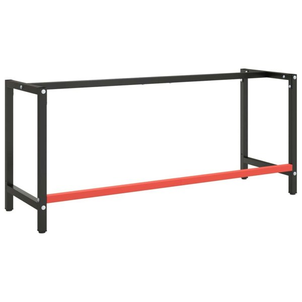 Berkfield Work Bench Frame Matte Black and Matte Red 180x57x79 cm Metal