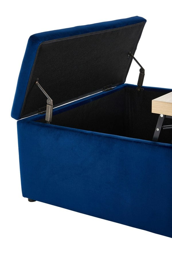 Living and Home Velvet Upholstered Storage Ottoman Stool