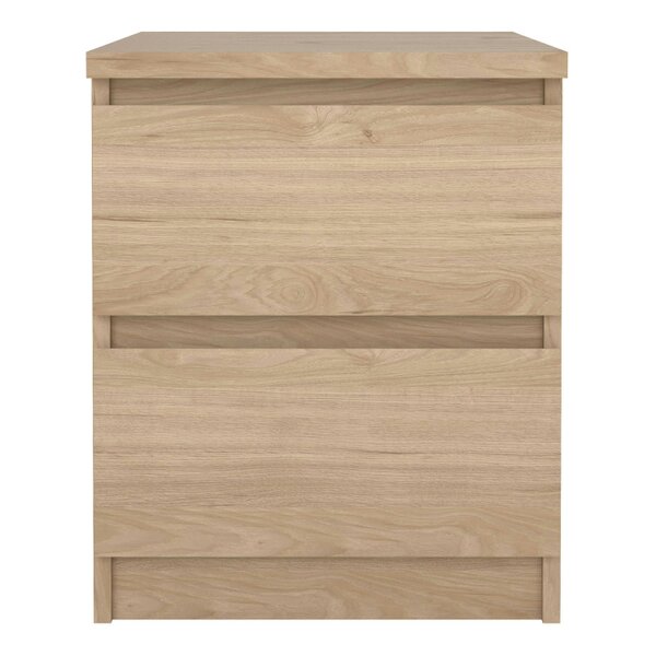 Wyld Haus Budapest Natural Oak Effect Wood Bedside Table 2 Drawers