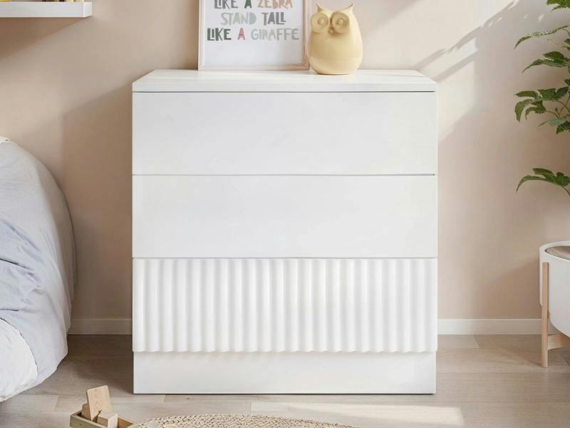 Luca 3 Drawer Chest Ribbed White