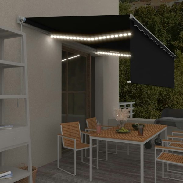 Berkfield Manual Retractable Awning with Blind&LED 5x3m Anthracite