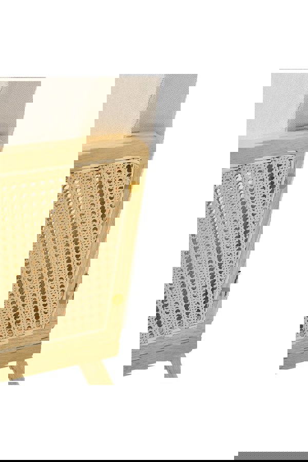 Living and Home Beige Linen Wooden Rocking Chair