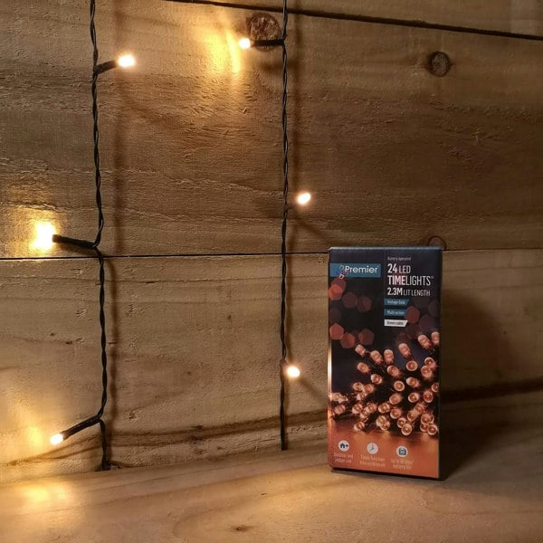 Samuel Alexander 24 LED 2.3m Premier Christmas Indoor Outdoor Multi Function Battery Operated String Lights with Timer in Vintage Gold