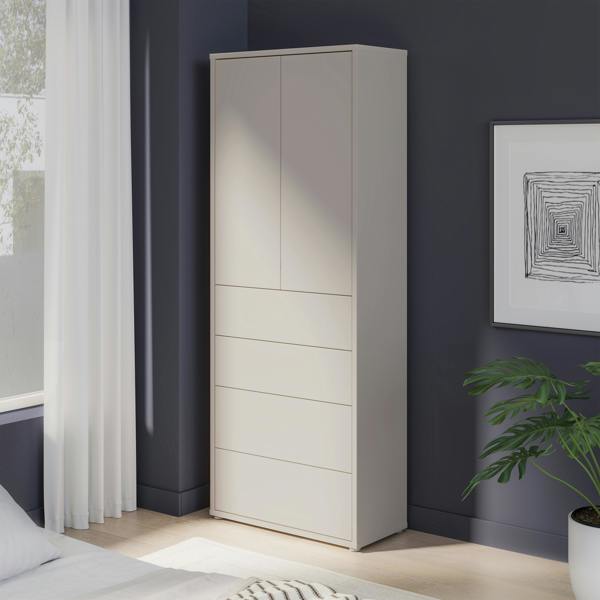 Furniture To Go Alice Springs Tall Storage Cabinet with Push-to-Open Doors & 4 Drawers in Sand