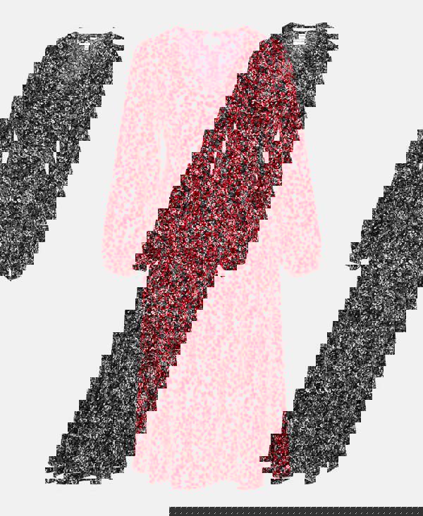 red floral print long sleeve dress