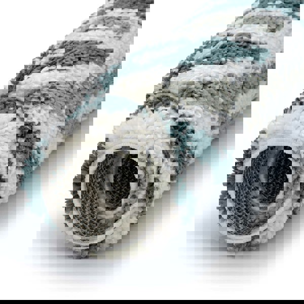 Moodi Shaggy Green Rug, abstract design, 30 mm plush pile | THE RUGS