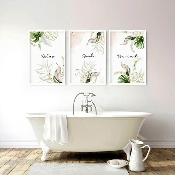 Bathroom with art | Set of 3 Tropical wall art prints