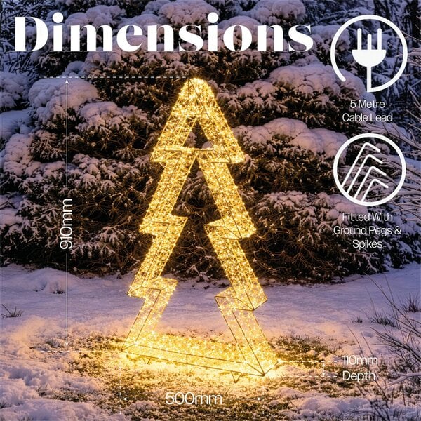 Scotts of Stow Xmas Haus Gold Metal Tree with 3600 Micro LED Lights Outdoor Decoration with Timer