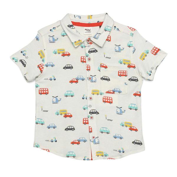 Mini Cuddles Baby Boys All-Over Vehicle Printed Shirt, Multicolour