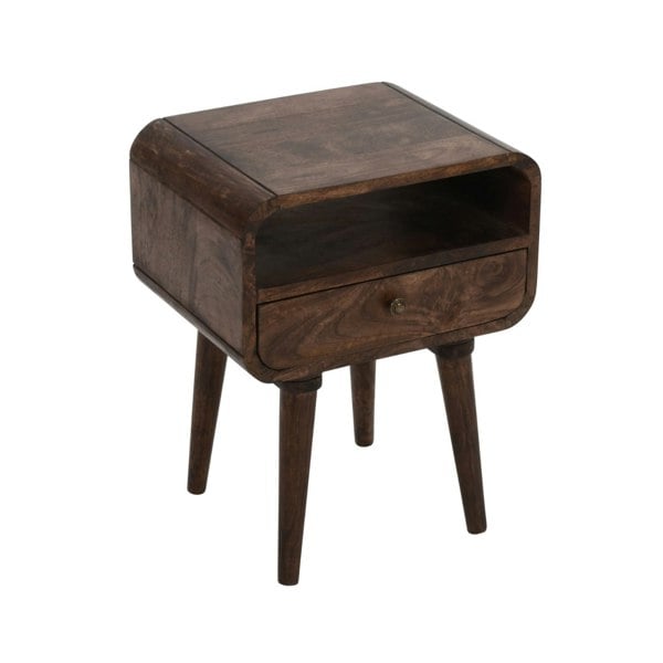 IH Design Winnie Dark Mango Wood Bedside Table with Drawer