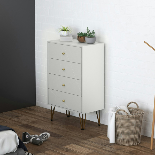 HOMCOM Chest of Drawers, 4 Drawer Dresser Storage Organiser for Bedroom