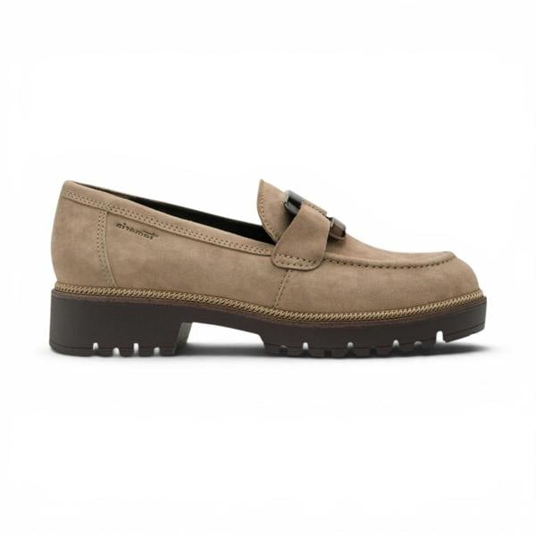 Tamaris Women's Beige Suede Leather Loafer Casual Shoes - 24722-43