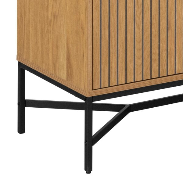 Wyld Haus Brisbane Slatted Wild Natural Oak Display Cabinet 4 doors 6 Shelves