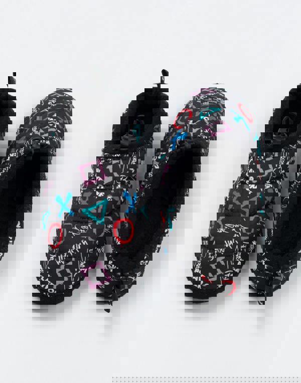 PlayStation Boys Black Controller Symbols Slip On Loafer Slippers