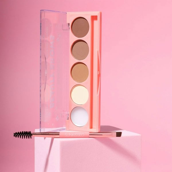 Sunkissed Beauty Brows Wax & Powder Brow Palette - Infused with Mineral - 4 x 1g Brow Powder, 0.5g Brow Wax