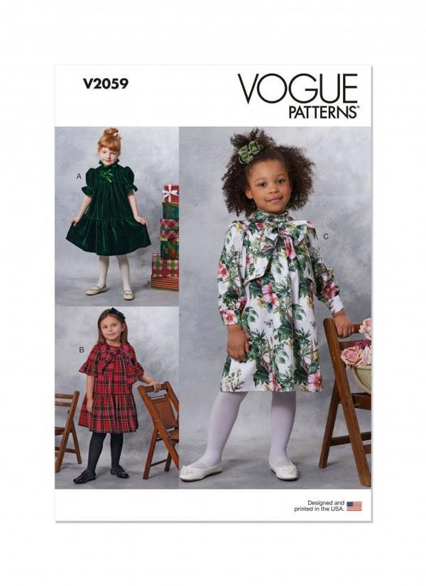 Vogue Sewing Pattern 2059, Dresses for Kids, A (3-4-5-6-7-8) - Intermediate