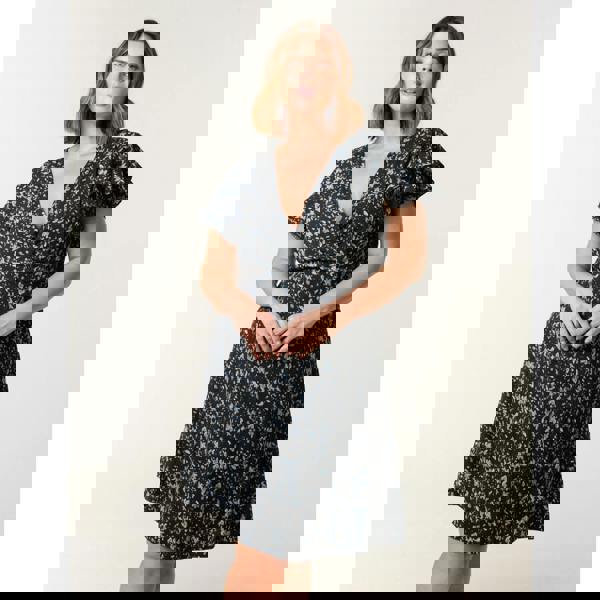 Blue Vanilla Curve Frill Sleeve Mini Dress