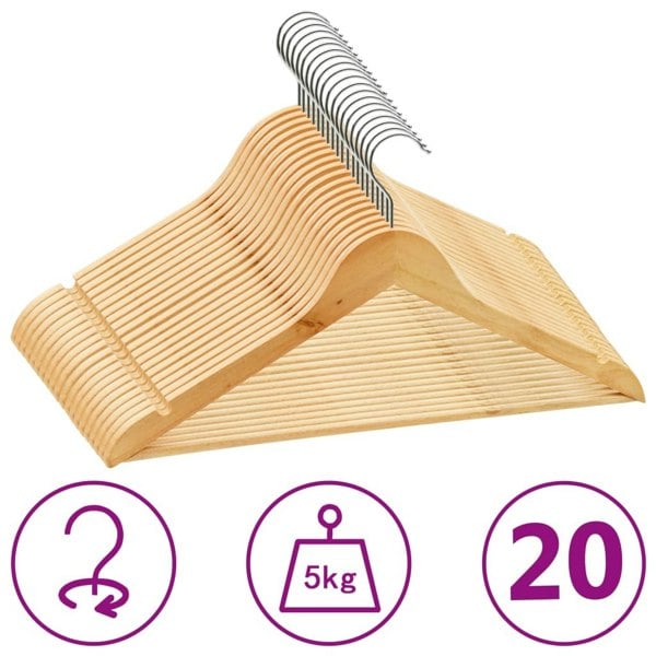 Berkfield 20 pcs Clothes Hanger Set Non-slip Hardwood