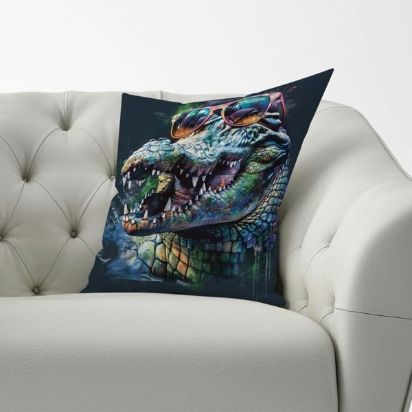 Warren Reed Crocodile In Glasses Splashart Cushions