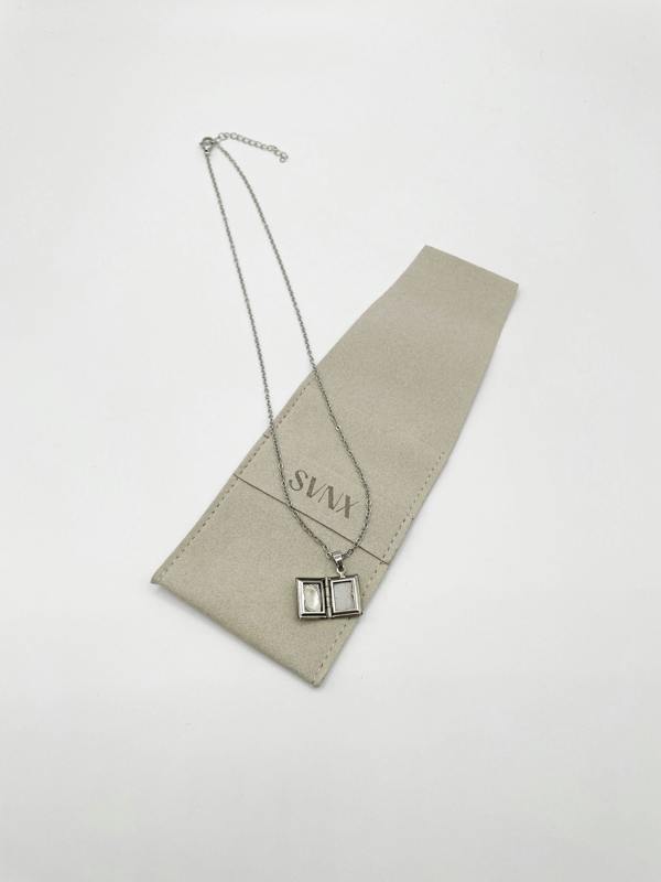SVNX Booklet Locket Pendant Necklace in Silver