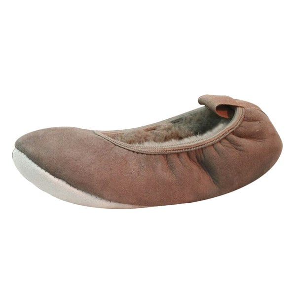 Eastern Counties Leather Womens/Ladies Sheepskin Lined Ballerina Slippers - Mink