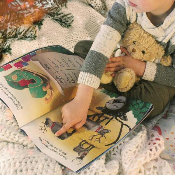 Personalised Christmas Story Book And Teddy Bear - close-up detail