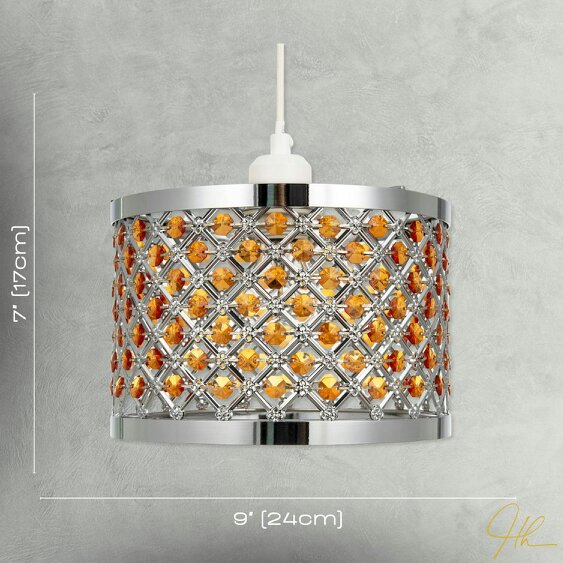Happy Homewares Modern Sparkly Ceiling Pendant Light Shade with Orange Acrylic Beads