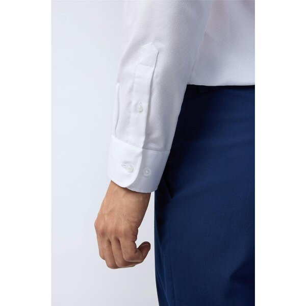 Alexandre Silver Alexandre Regular Fit White Non Iron Textured Weave Single Cuff Shirt