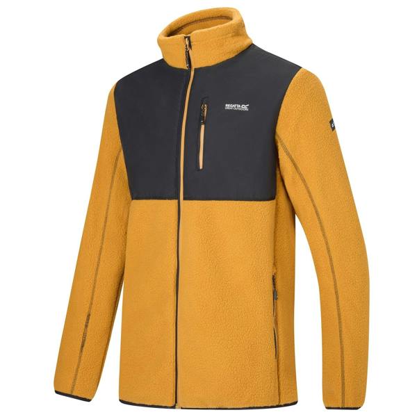 Regatta Mens Morran Water Resistant Full Zip Fleece Jacket - Wood Brown/Black - 