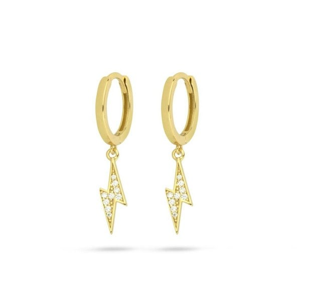 Gold Trip Lightning Bolt Drop Earrings