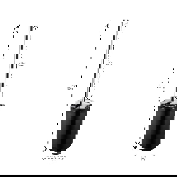 Showerdrape Black Bathroom Accessory Set Floor Caddy with Toilet Brush and Holder