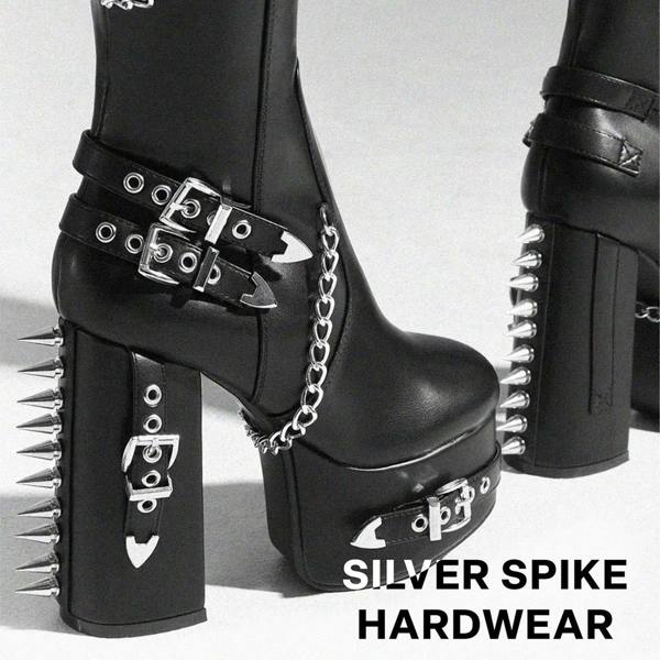 Lamoda Scream Thigh High Platform Boots Black PU Chunky Gothic Style