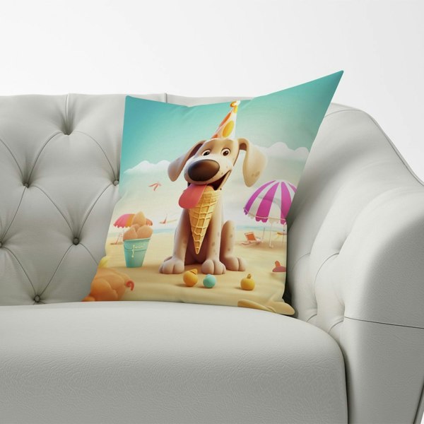 Warren Reed Dog On A Beach Holiday Cushions