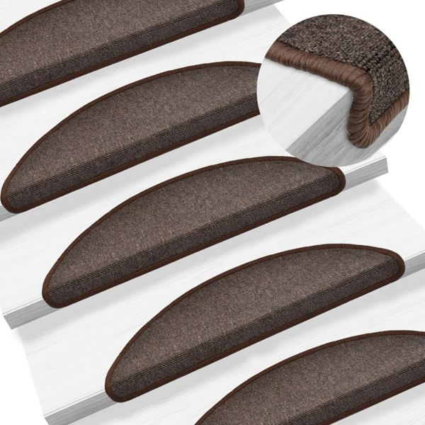 Berkfield Stair Mats 10 pcs 56x17x3 cm Coffee Brown
